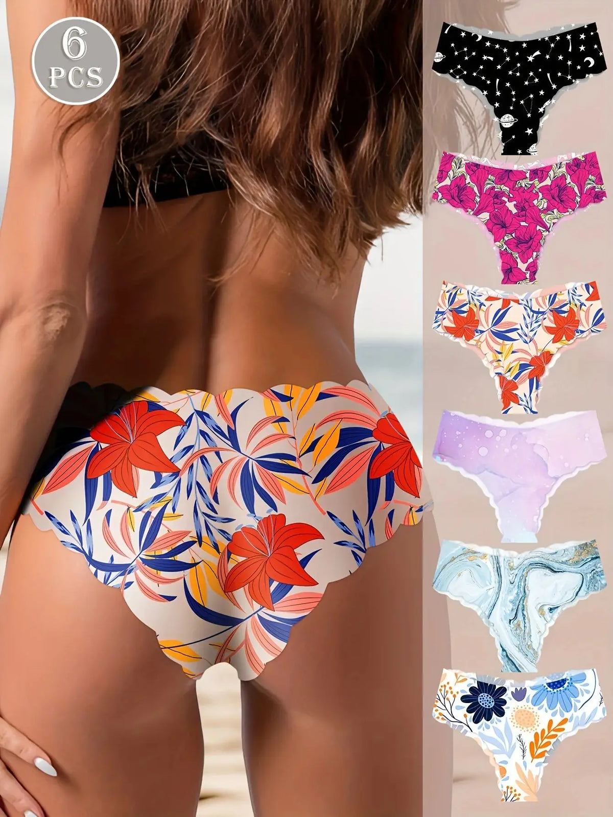 6PCS women’s seamless panties, breathable ice silk, low waist, soft and comfortable for daily wear