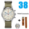 38mm chronograph watch with gooseneck and extra straps