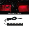 LED car interior ambient light kit showing red color