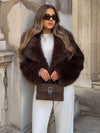 Women's Faux Fur Coats with Turn-down Collar and Heart