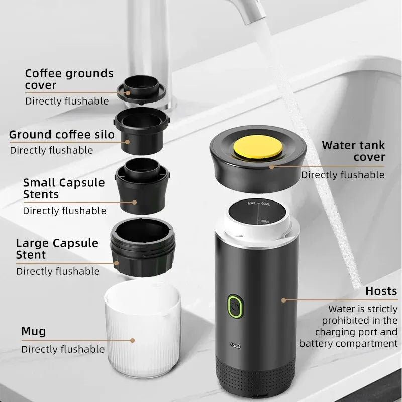 Portable Wireless Coffe Maker 3 in 1 for Home Car and Travel
