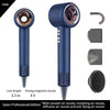 Blue salon professional hair dryer with nozzles