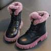 Girls' winter boots with pink fur and anti-slip soles