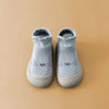 Gray cat baby shoes with whiskers design