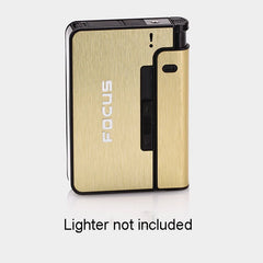 Gold automatic portable cigarette case, lighter not included