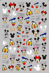 Mickey Mouse and friends themed nail stickers with hearts