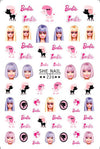 Barbie themed nail stickers with stylish designs