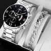 Silver fashion business quartz watch for men