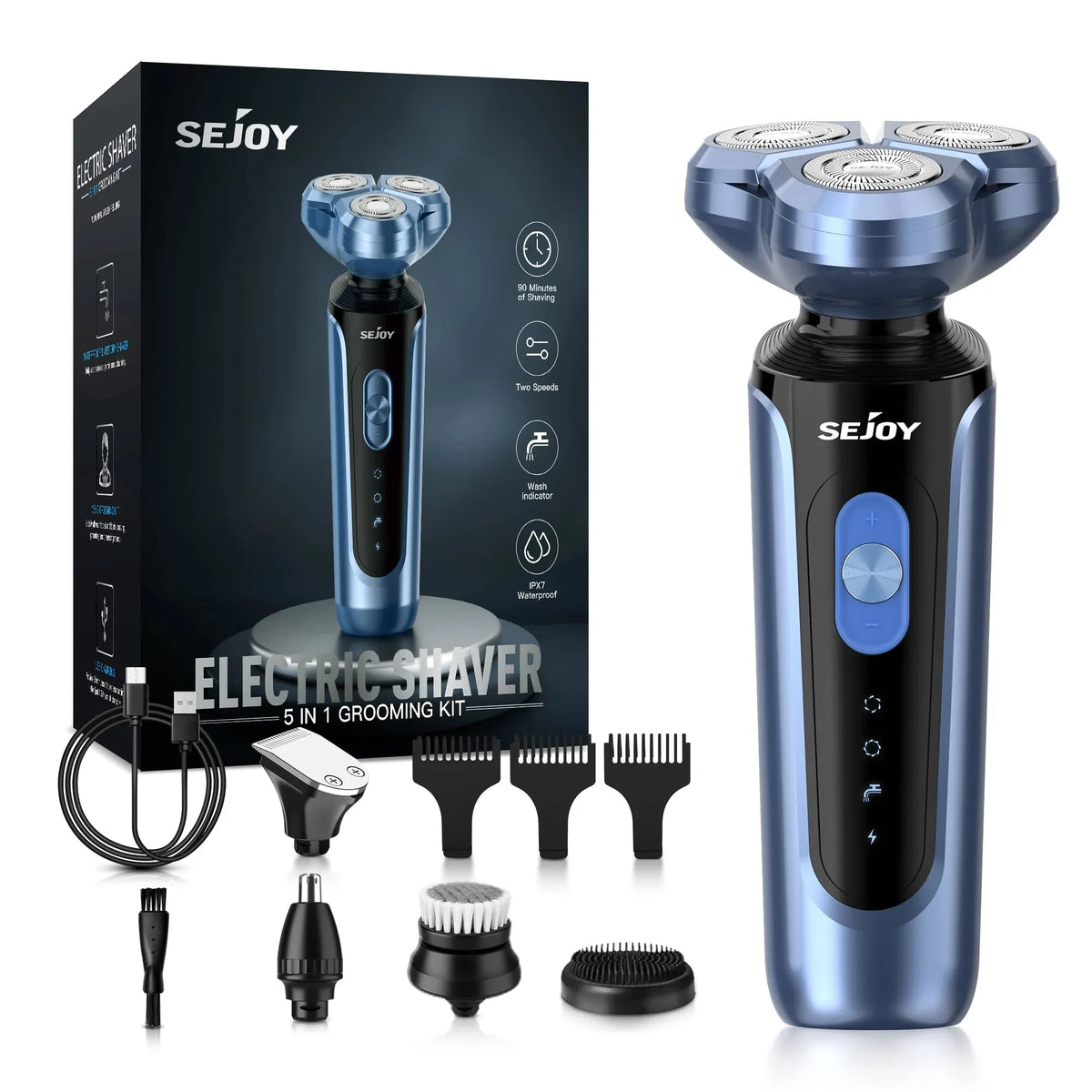 5 in 1 Electric Shaver for Men with Trimmer and Facial Care