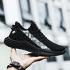 Black mesh breathable casual sports shoes with unique sole design