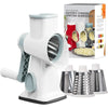 White 3 in 1 rotary cheese grater with interchangeable blades