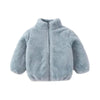 Blue winter coat for children with zipper