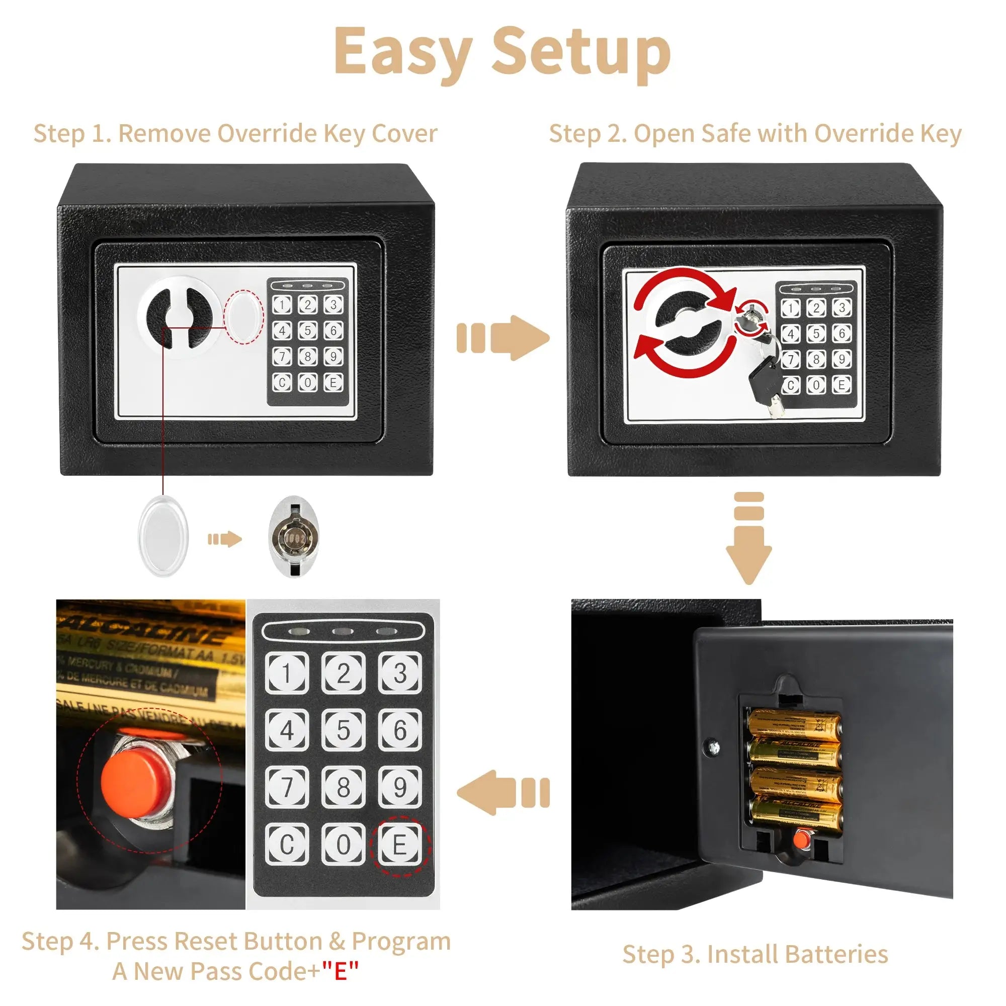 Deli 0.2 cu ft digital steel safe box with fireproof money bag, secure home storage for cash and hidden valuables