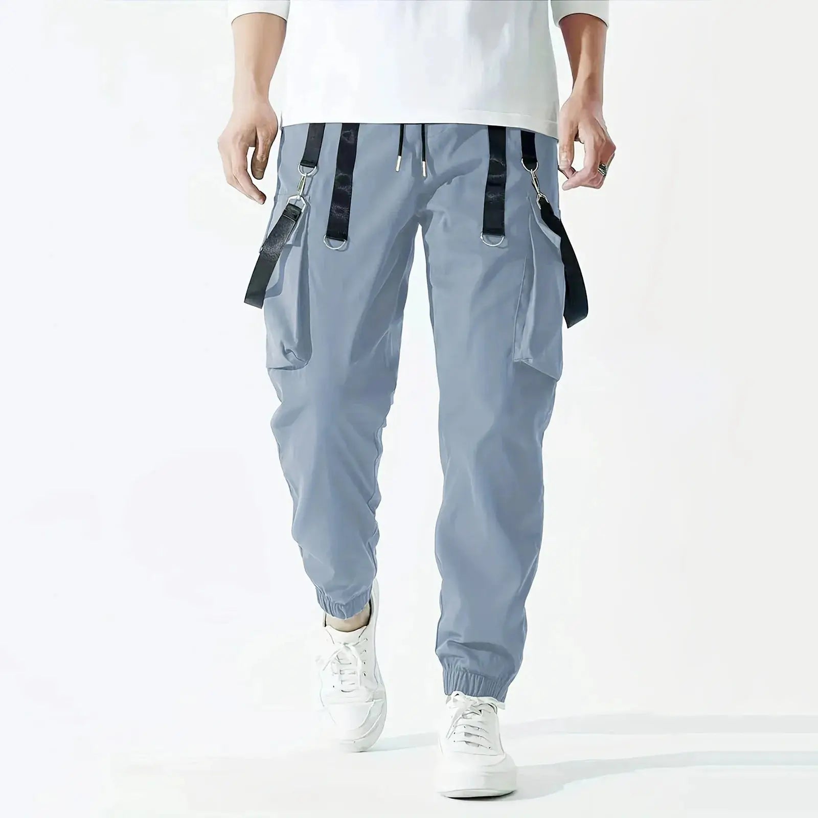 Men’s Slim Fit Stretch Pants, Elastic Fitness Trousers with Multi-Pockets for Training and Casual Wear