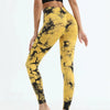 Yellow and black patterned women's sports leggings