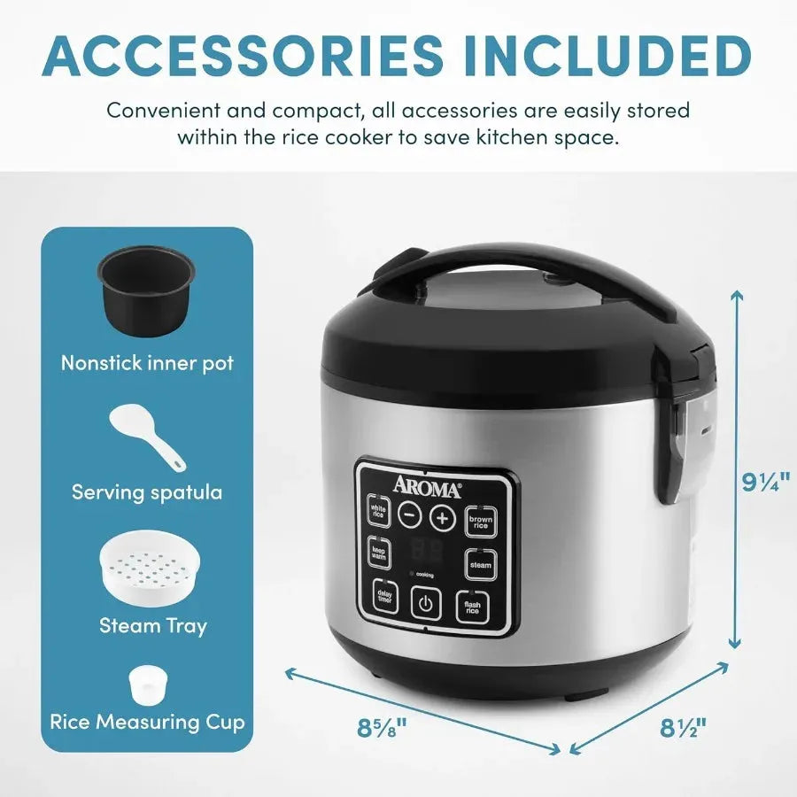 Rice Cooker Digital 2 Qt Stainless Steel Multi Cooking Pot