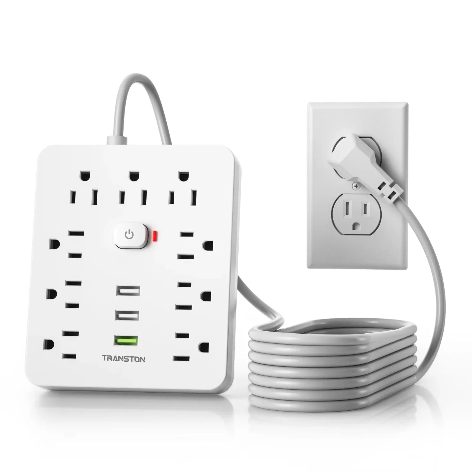 Power Strip Surge Protector 9 Outlet 3 USB 10ft Long Cord