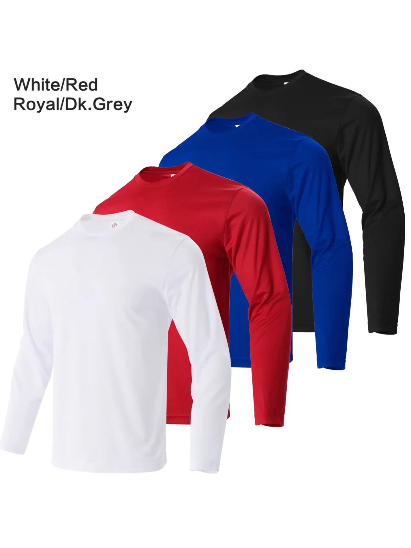 4-piece men's long sleeve quick-dry athletic T-shirt set, breathable fabric for running or fitness workouts