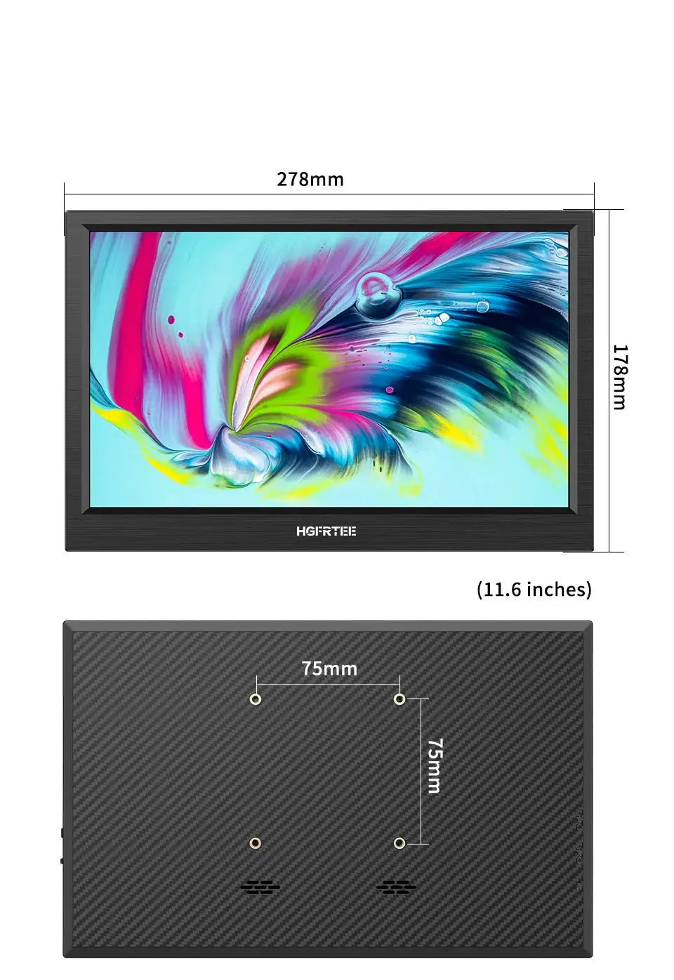 11.6-inch portable monitor, HDMI-compatible second screen for laptop, gaming consoles and Raspberry Pi