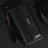 Black PU zipper handbag for men with wrist strap