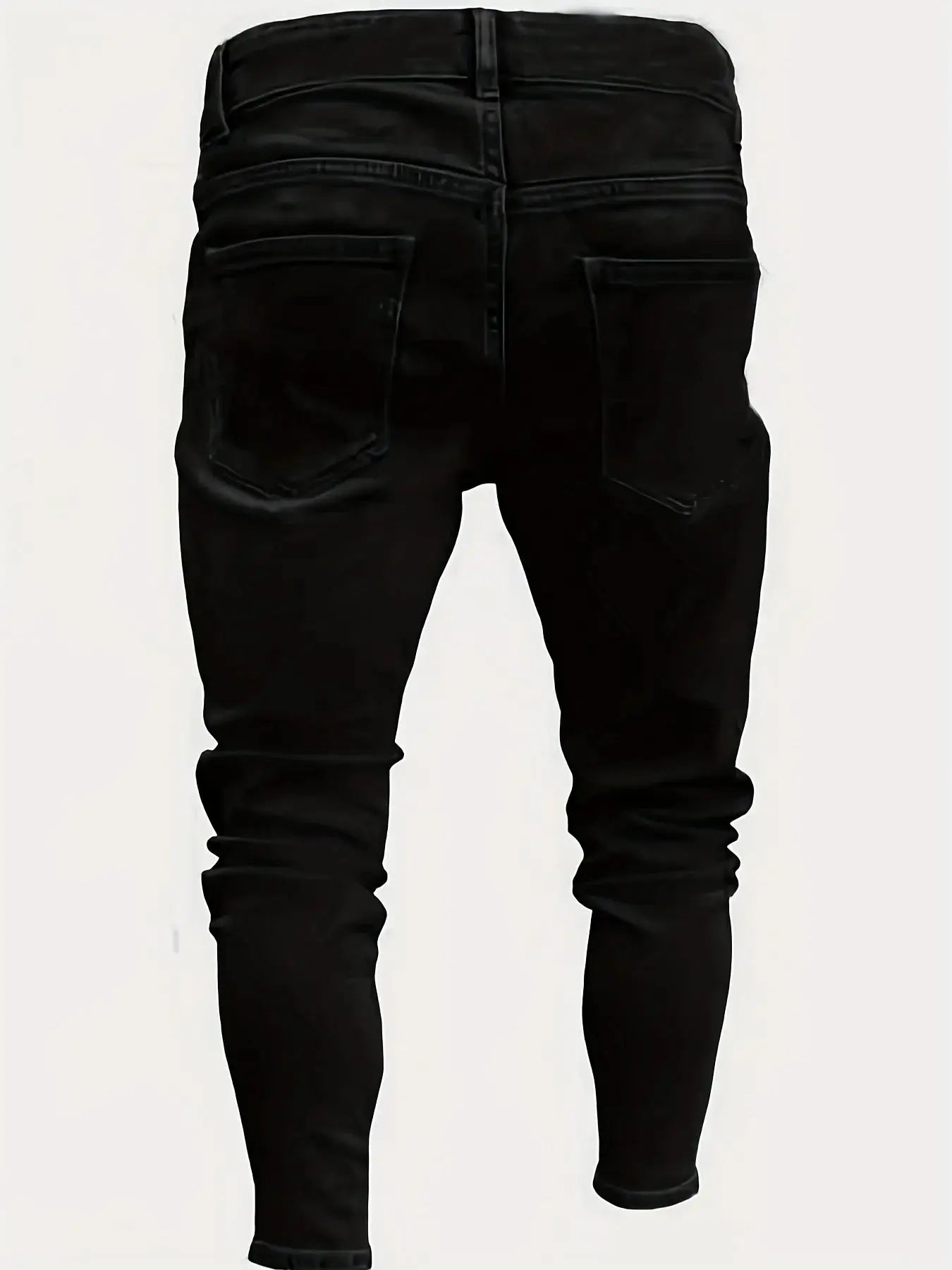 Men’s Straight Leg Street Style Jeans – Splashed Plaid Ripped Design in Stretch Cotton Blend for Casual Looks