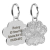 Silver glitter paw print pet tag with rhinestones and details