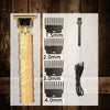 Gold electric shaver with detailed design and accessories