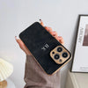 Black personalized leather iPhone case with initials