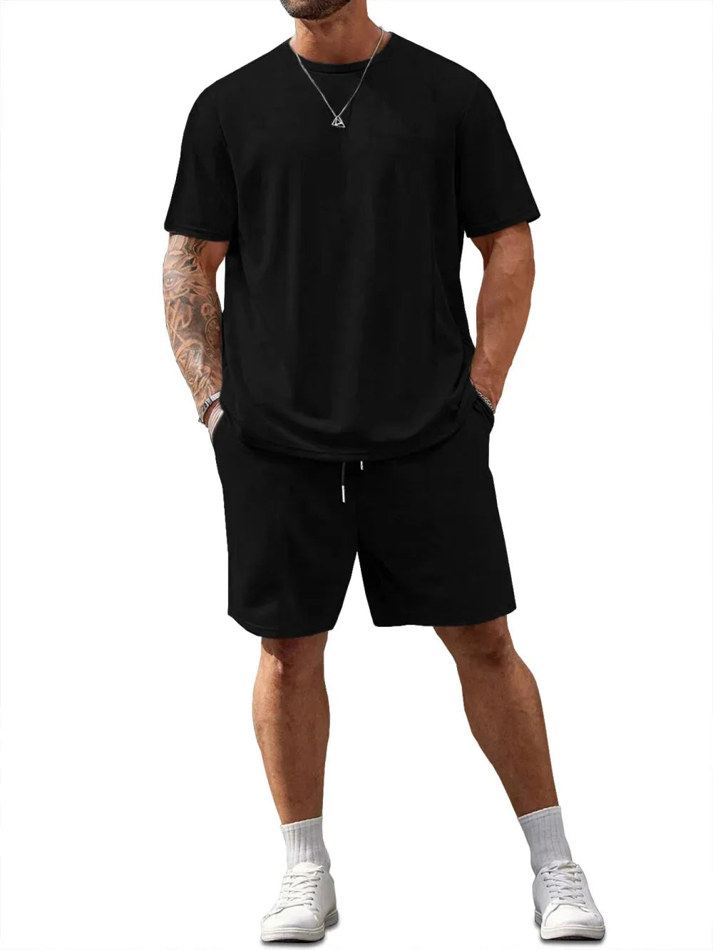 Summer Set Men Lightweight Bear Print Tee And Beach Shorts