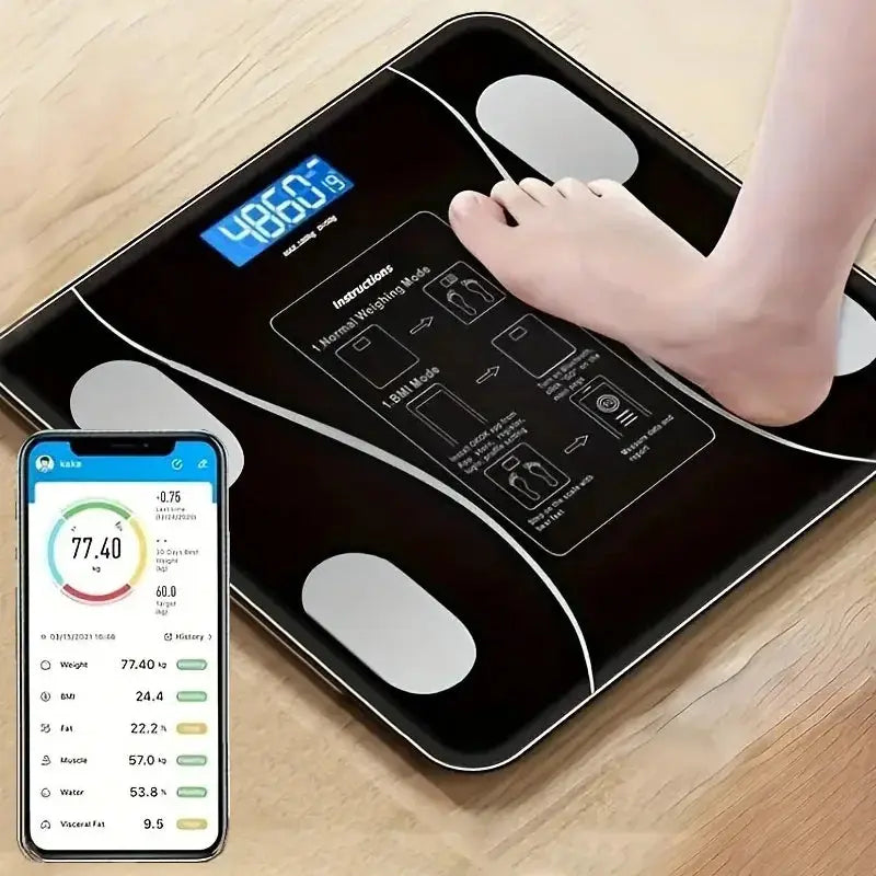 Smart Body Fat Scale LED Display Bluetooth Analyzer for Weight & Body Composition Tracking