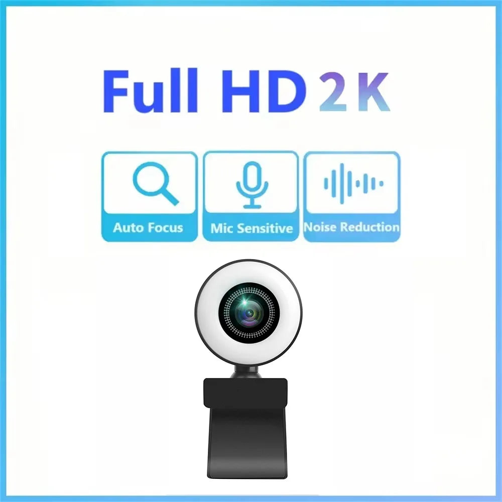 Full HD 4K 2K 1080P Portable Webcam with Light