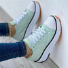 Mint green women's casual shoes with white toe cap