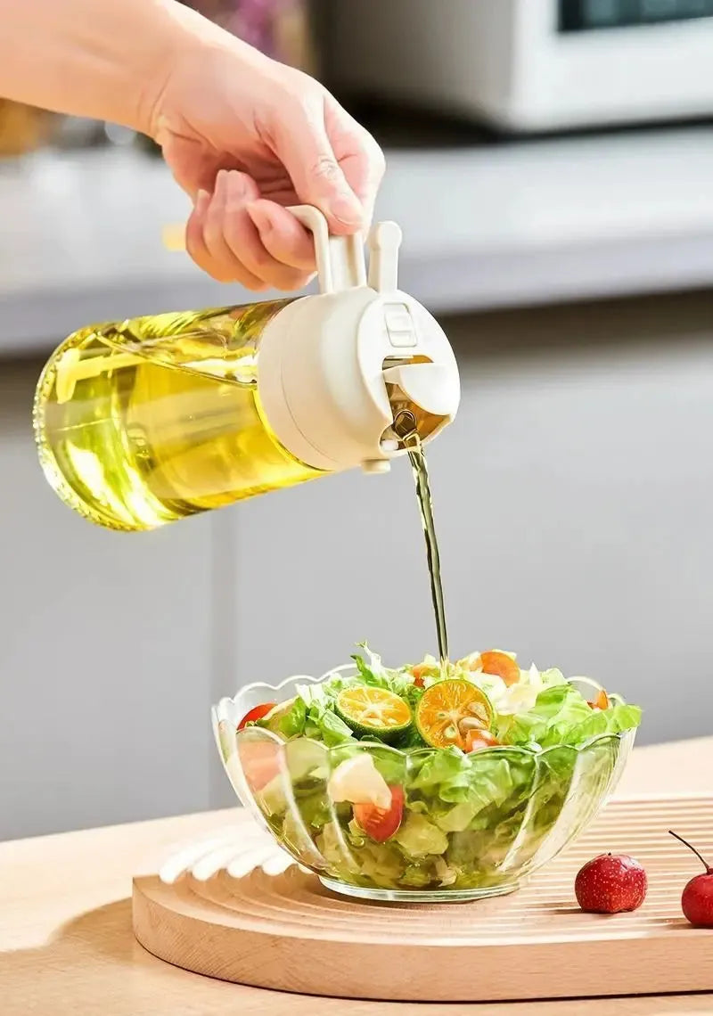 2 in 1 Oil Spray Bottle with 500ml Refillable Dispenser