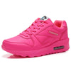 Bright pink women's fashion sneaker with air cushion sole