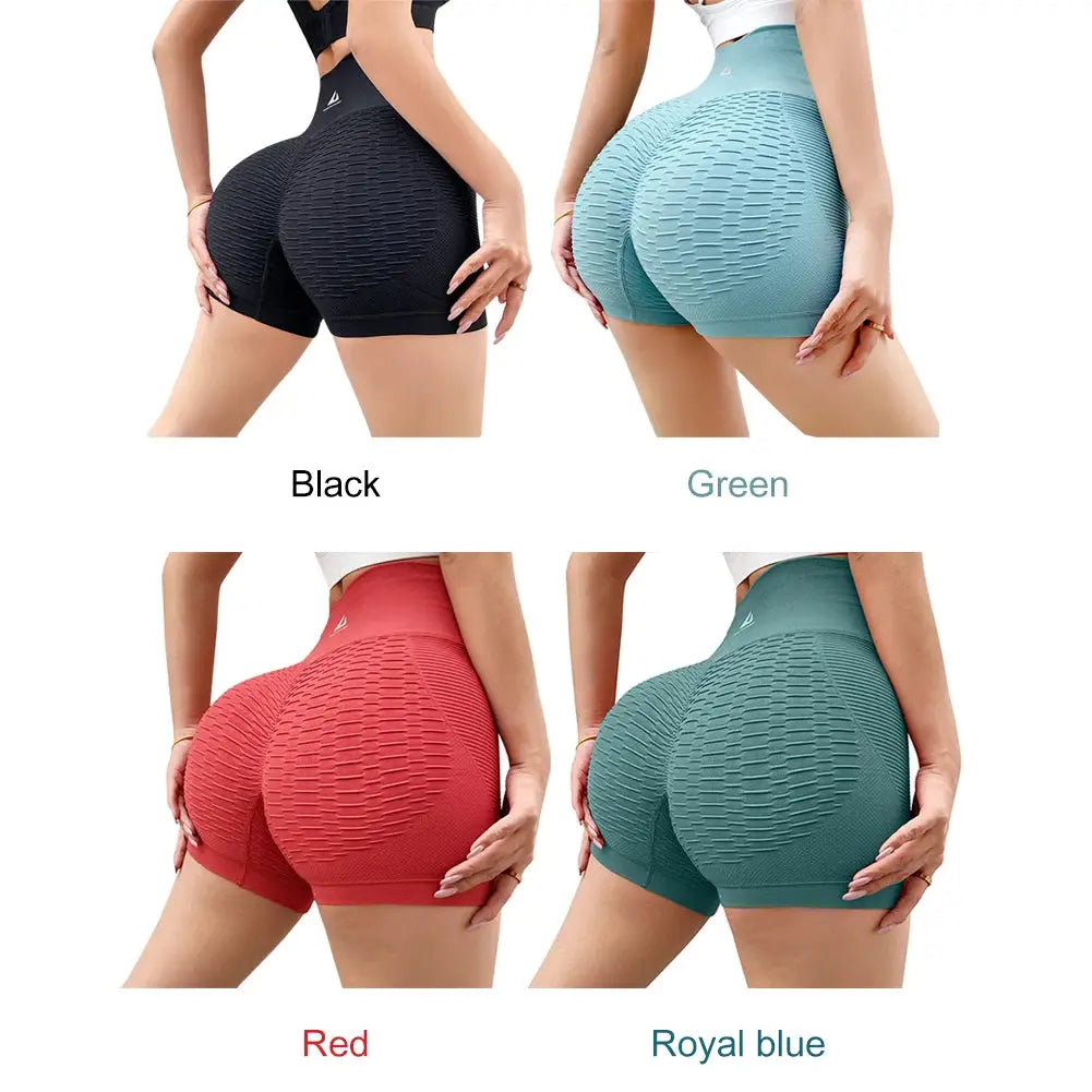 Women’s butt-lifting workout shorts, high-waisted fitness design for gym, running and athletic training