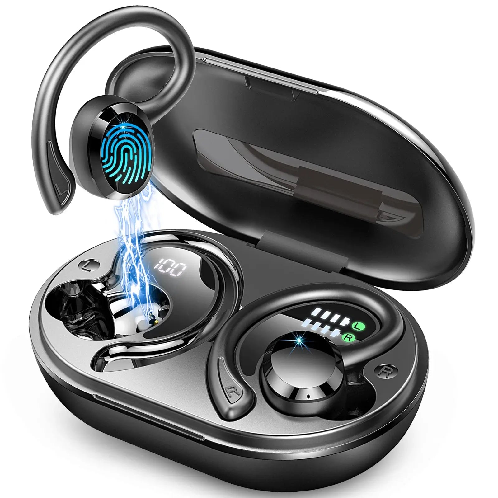 Bluetooth 5.3 Wireless Earbuds with Stereo Bass, Noise Cancelling Mic, IP7 Waterproof & 40H Playback for Sports