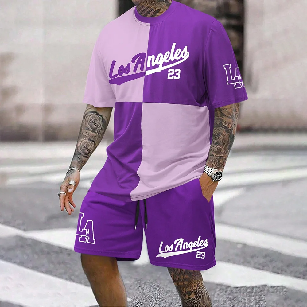 Purple Los Angeles sportswear set with number 23 and LA logo.