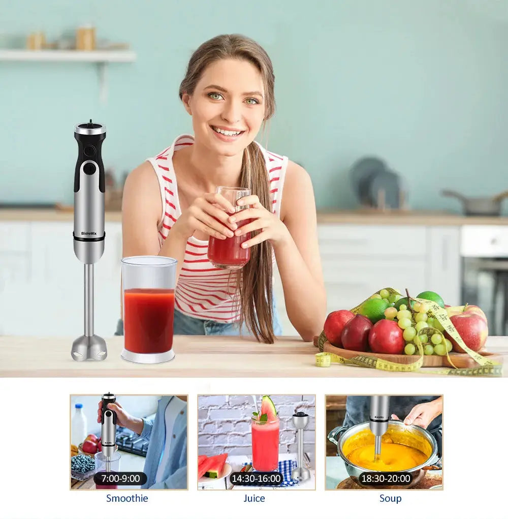 1200W Immersion Hand Blender 5-in-1 | Chopper, Whisk & Smoothie Cup for Vegetables & Meats