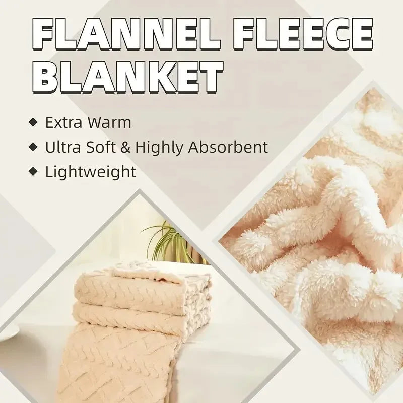 Fleece Blanket Ultra Soft 3D Plush Dense Weave Cozy Throw