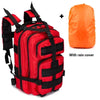 Red first aid outdoor backpack with rain cover