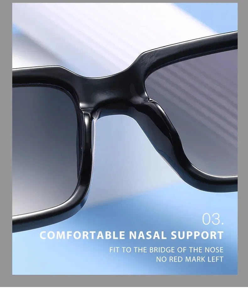 Retro Square Sunglasses with UV Protection and Rivet Detail