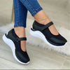 Black thick-soled round-head knitted shoes