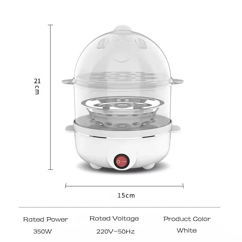 Double Layer Egg Cooker with Steamer and Poacher Design