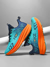 Blue and orange men's marathon running shoes