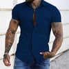 Elastic short sleeve lapel shirt