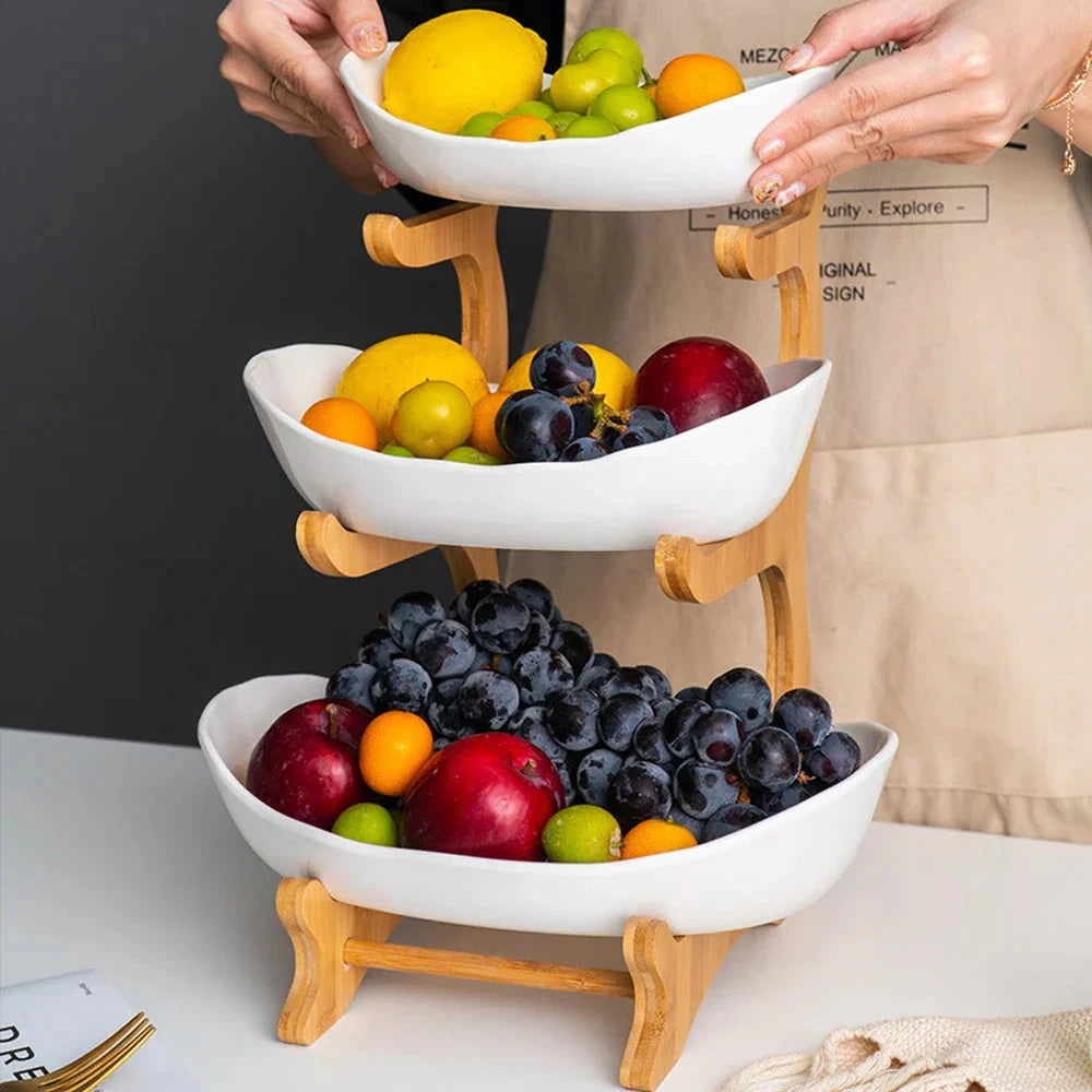 Three Layer Fruit Plate for Snacks Candy and Desserts