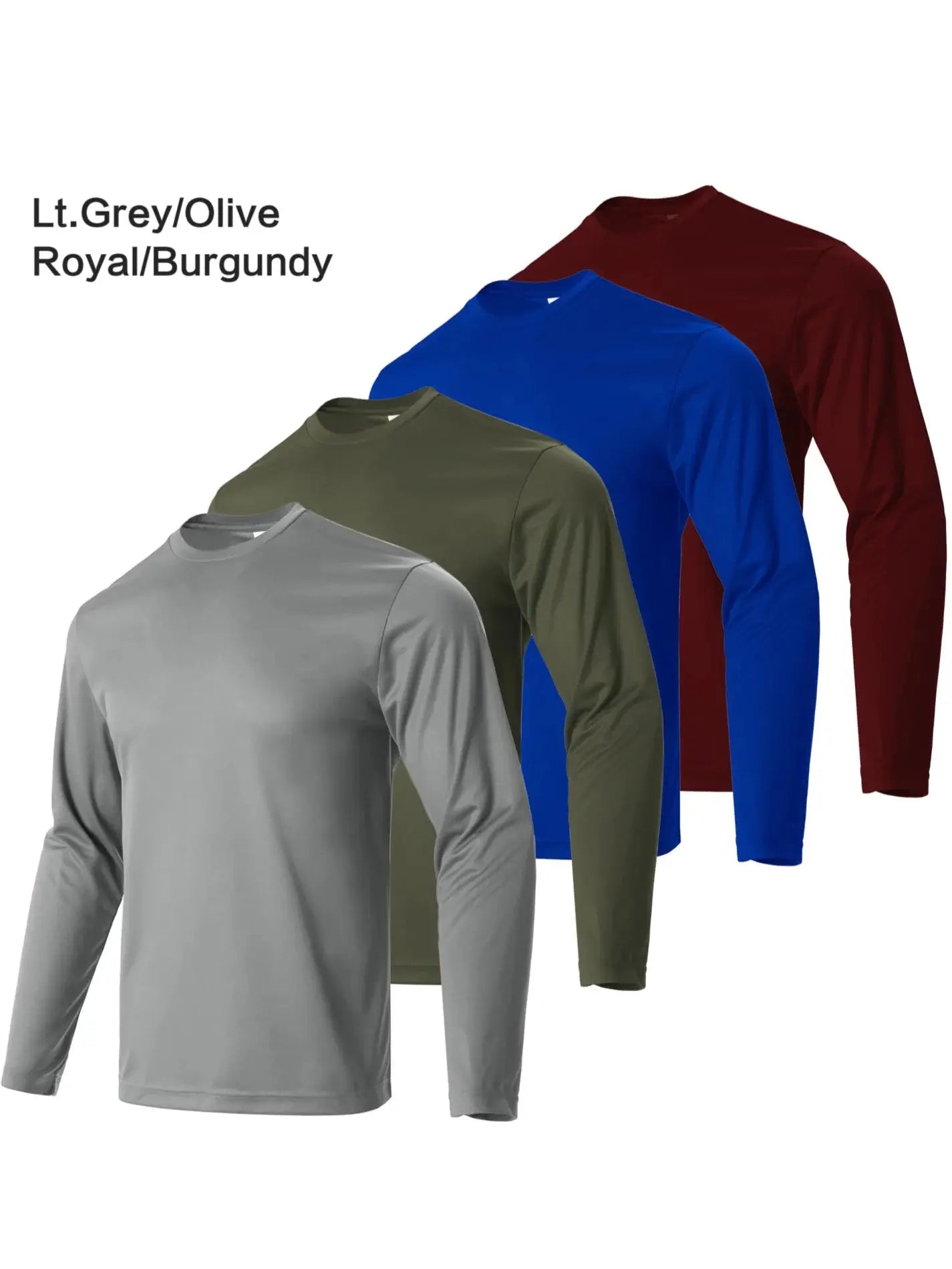 4-piece men's long sleeve quick-dry athletic T-shirt set, breathable fabric for running or fitness workouts