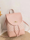 Pink faux leather mini shoulder bag with pattern