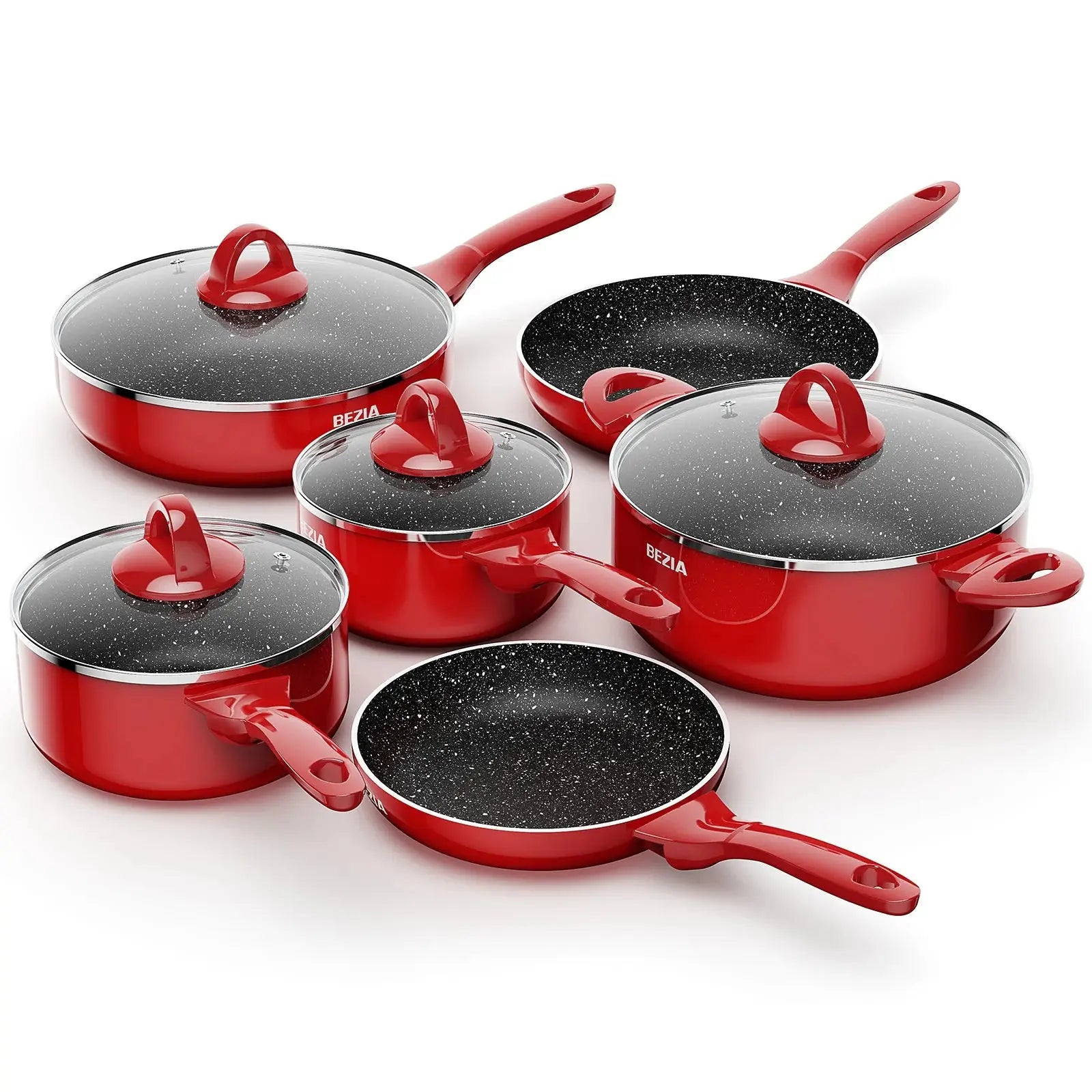 10-Piece Induction Cookware Set Nonstick Pots & Pans with Stay-Cool Bakelite Handles Dishwasher Safe for Easy Cooking & Cleaning