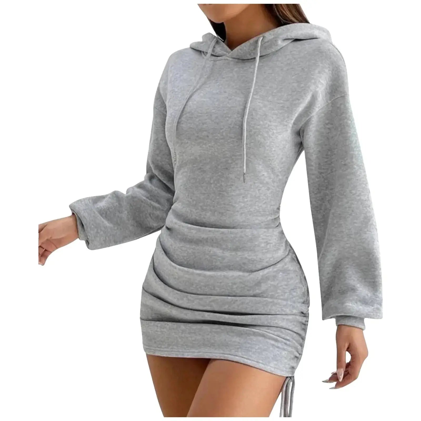 Women’s hooded sweatshirt dress, slim fit with drawstring, long sleeves and casual everyday style